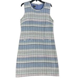 Talbots Tweed Womens 12 Shift Dress Sleeveless Lined Blue Pastel Business